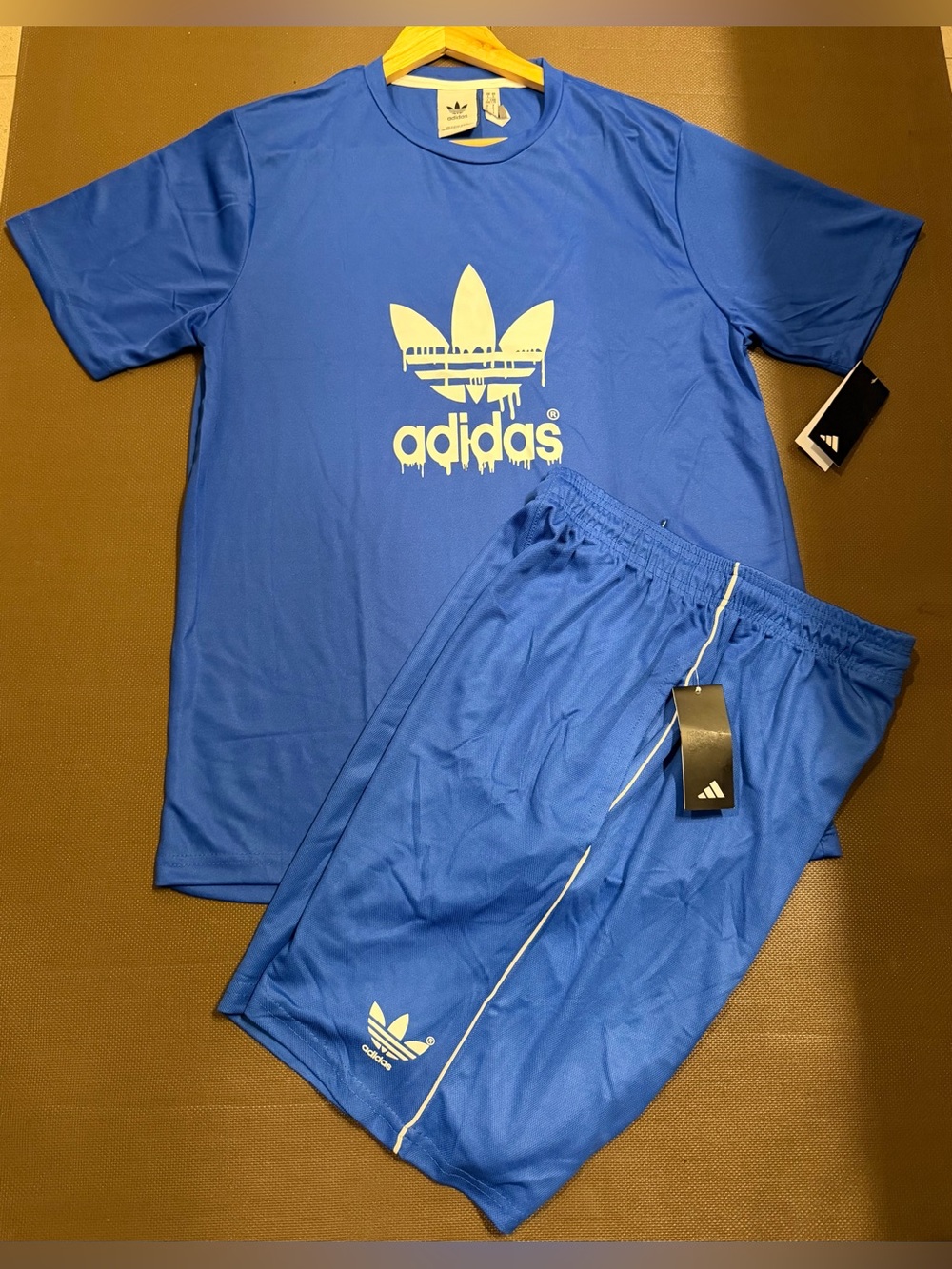 adidas Men’s 2pc Royal Blue Athletic Shorts and Shirt with Trefoil Logo